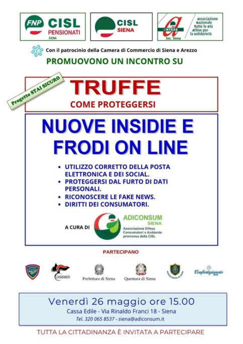 FNP Siena: iniziativa sulle truffe on-line